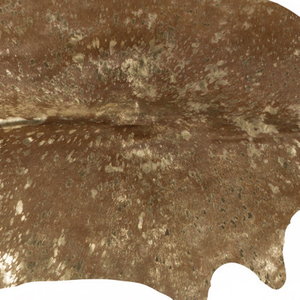 6' x 7' Gold and Brown Cowhide Hand Knotted Area Rug