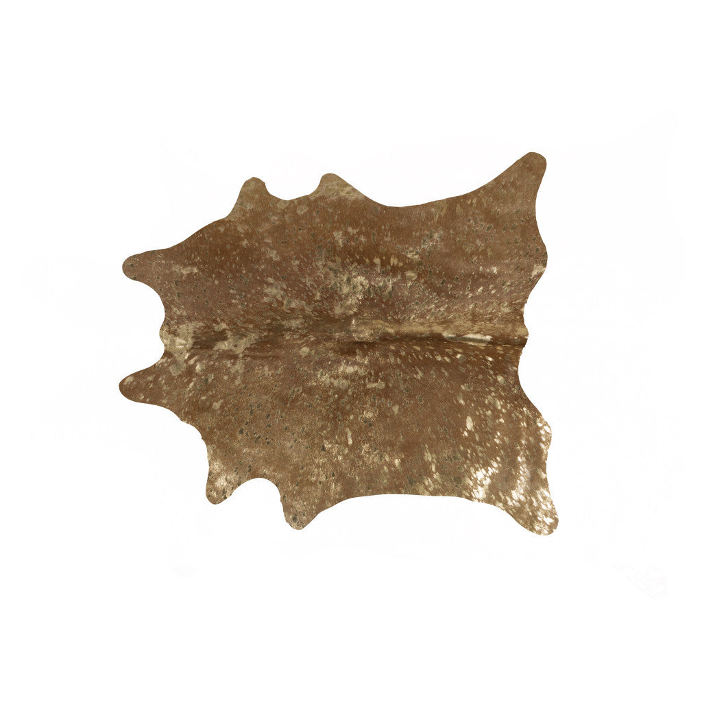 6' x 7' Gold and Brown Cowhide Hand Knotted Area Rug