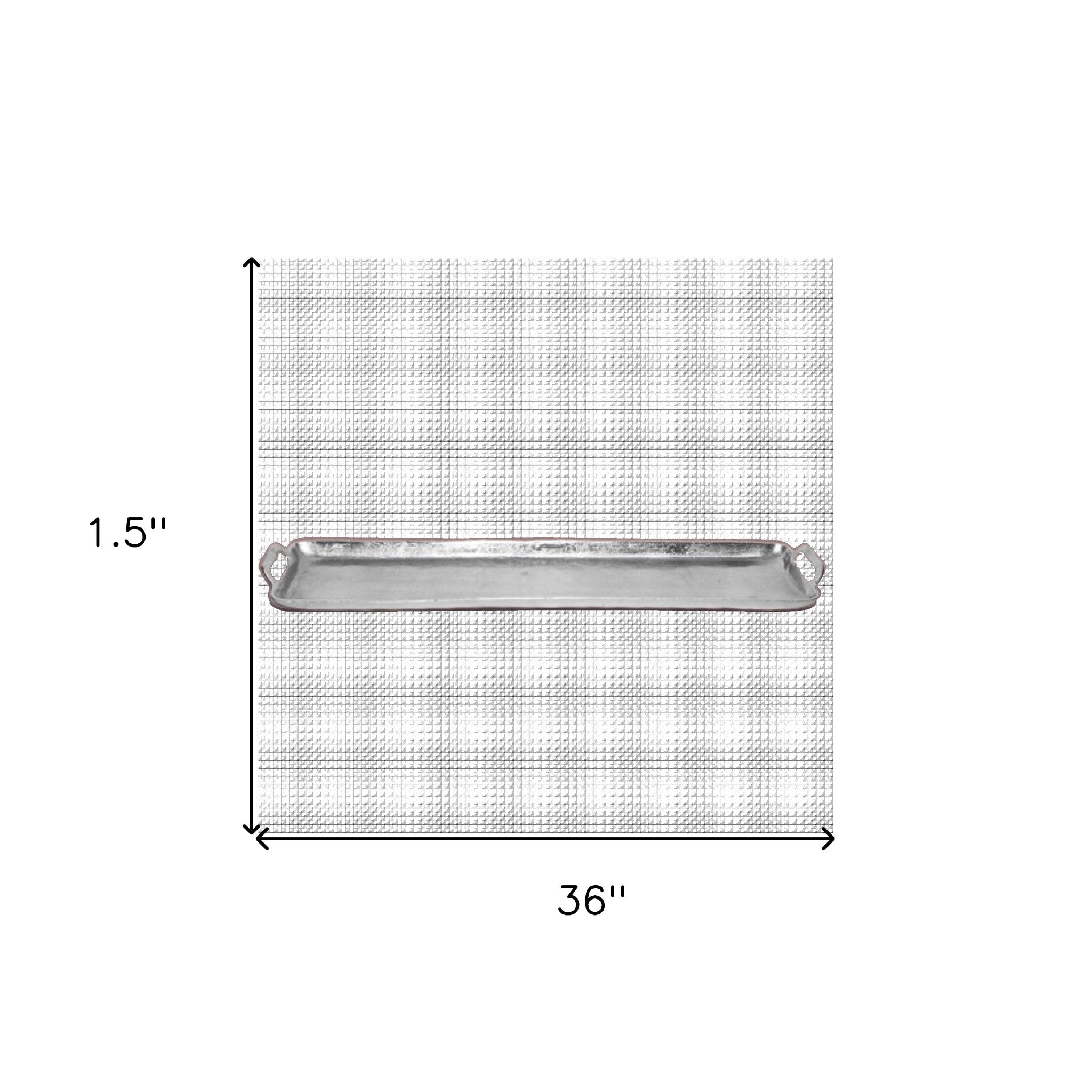 36" Silver Stainless Steel Indoor Outdoor Tray With Handles