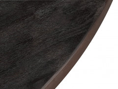 47" Dark Brown Rounded Solid Wood And Steel Dining Table