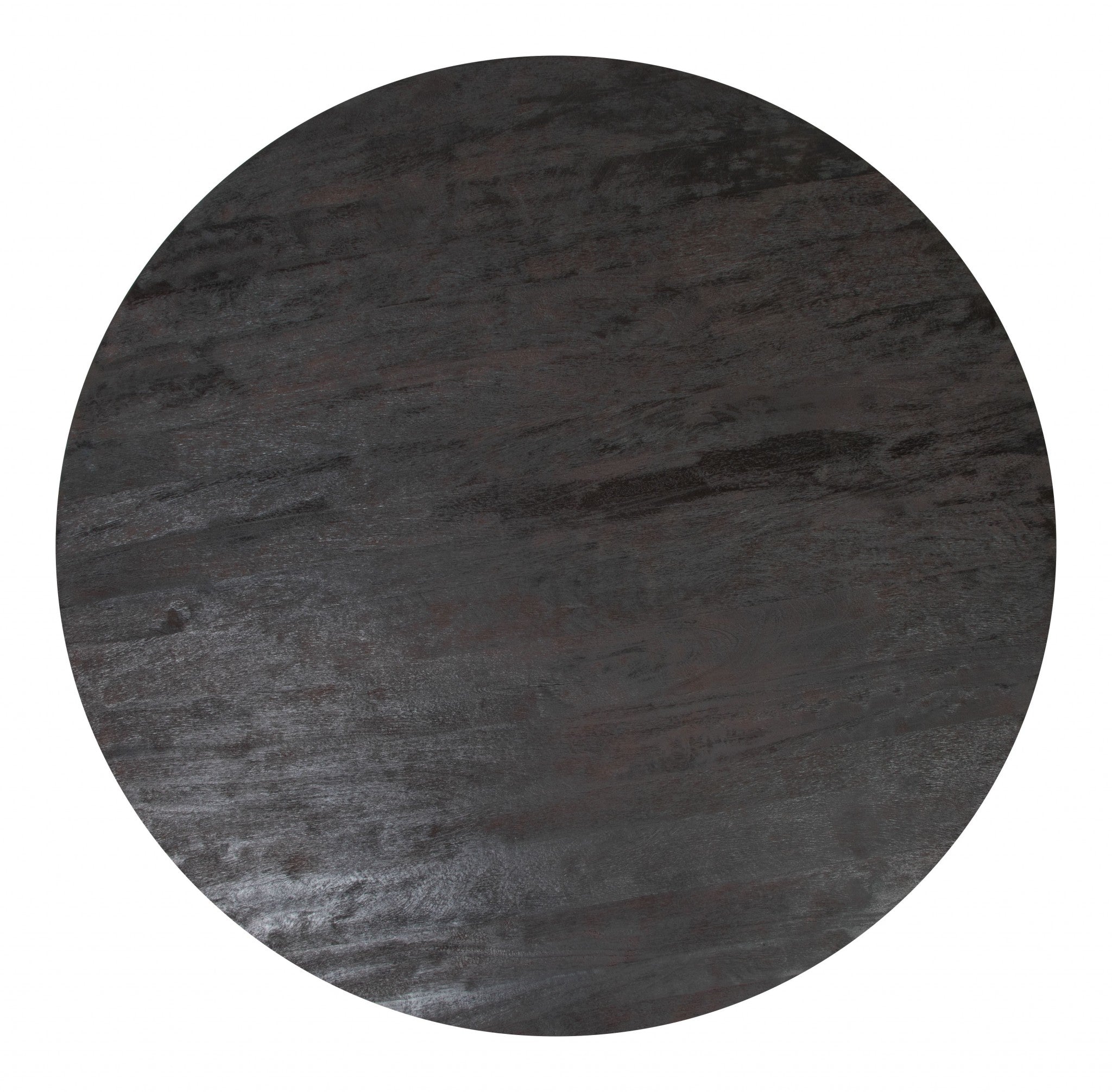 47" Dark Brown Rounded Solid Wood And Steel Dining Table