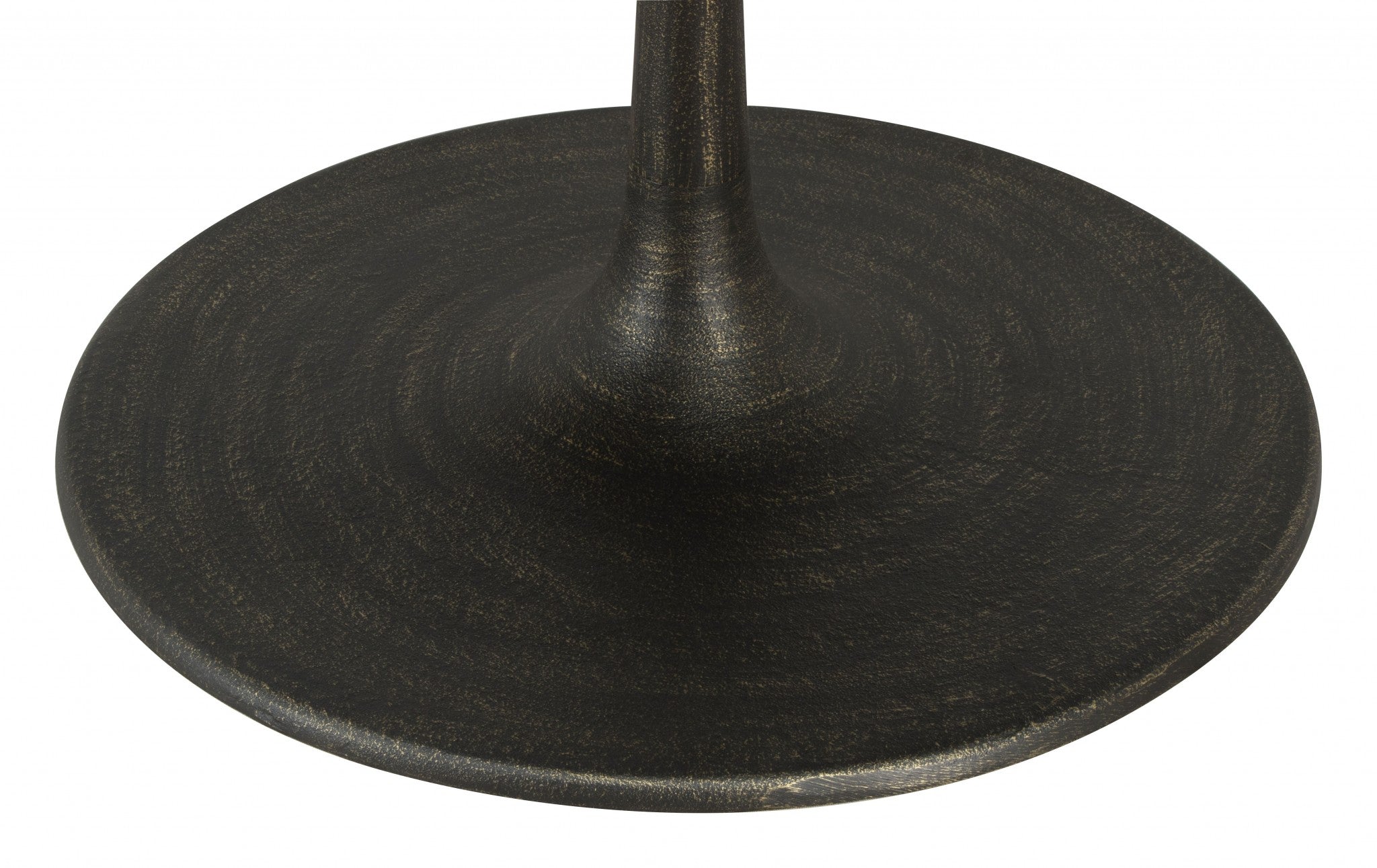 47" Dark Brown Rounded Solid Wood And Steel Dining Table