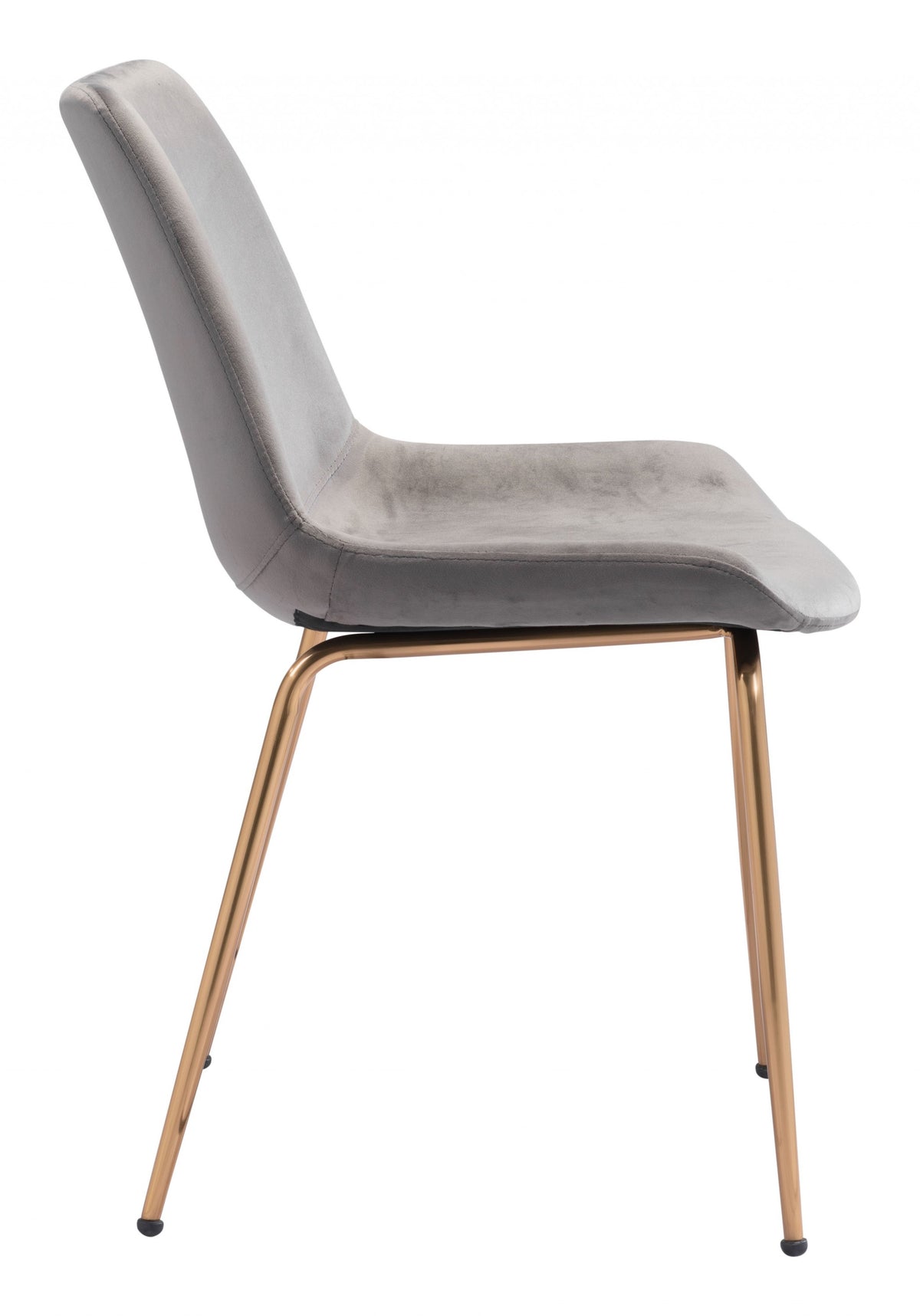 Set of Two Gray and Gold Upholstered Velvet Dining Side Chairs