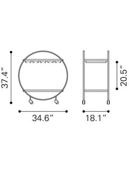 Black and Gold Iron And Mirrored Glass Rolling Bar Cart