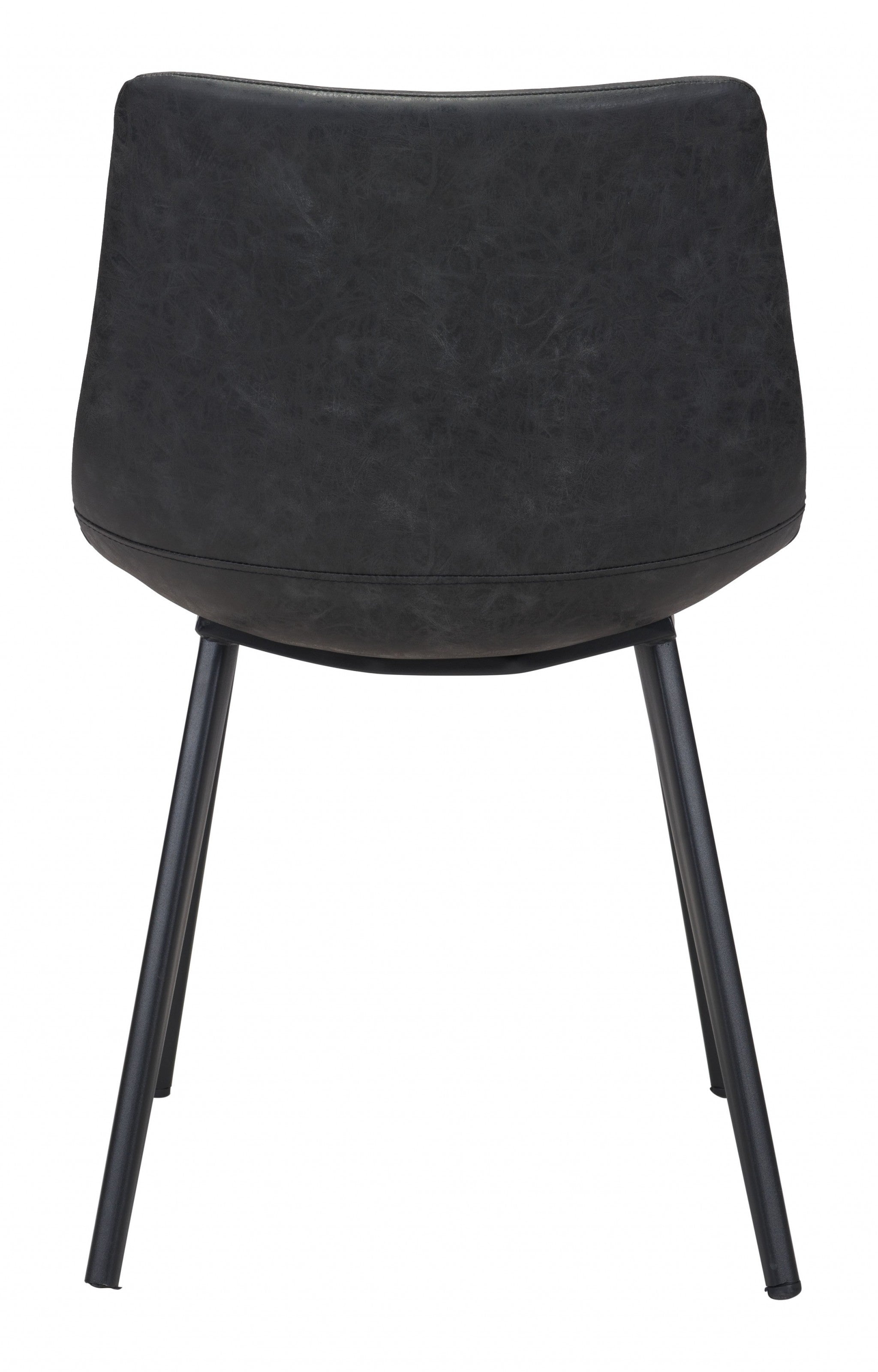 Set of Two Black Upholstered Faux Leather Dining Side chairs