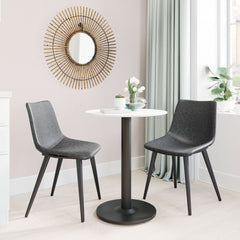 Set of Two Black Upholstered Faux Leather Dining Side chairs