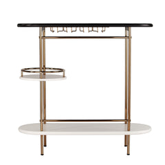 Black and Gold Metal Bar Cart With Wine Storage