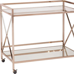 Metallic Gold Metal And Mirrored Glass Bar Cart