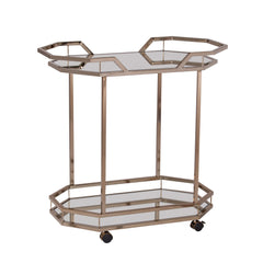 Champagne Iron And Mirrored Glass Bar Cart