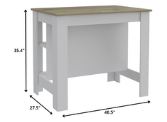 Modern White and Light Oak Kitchen Island