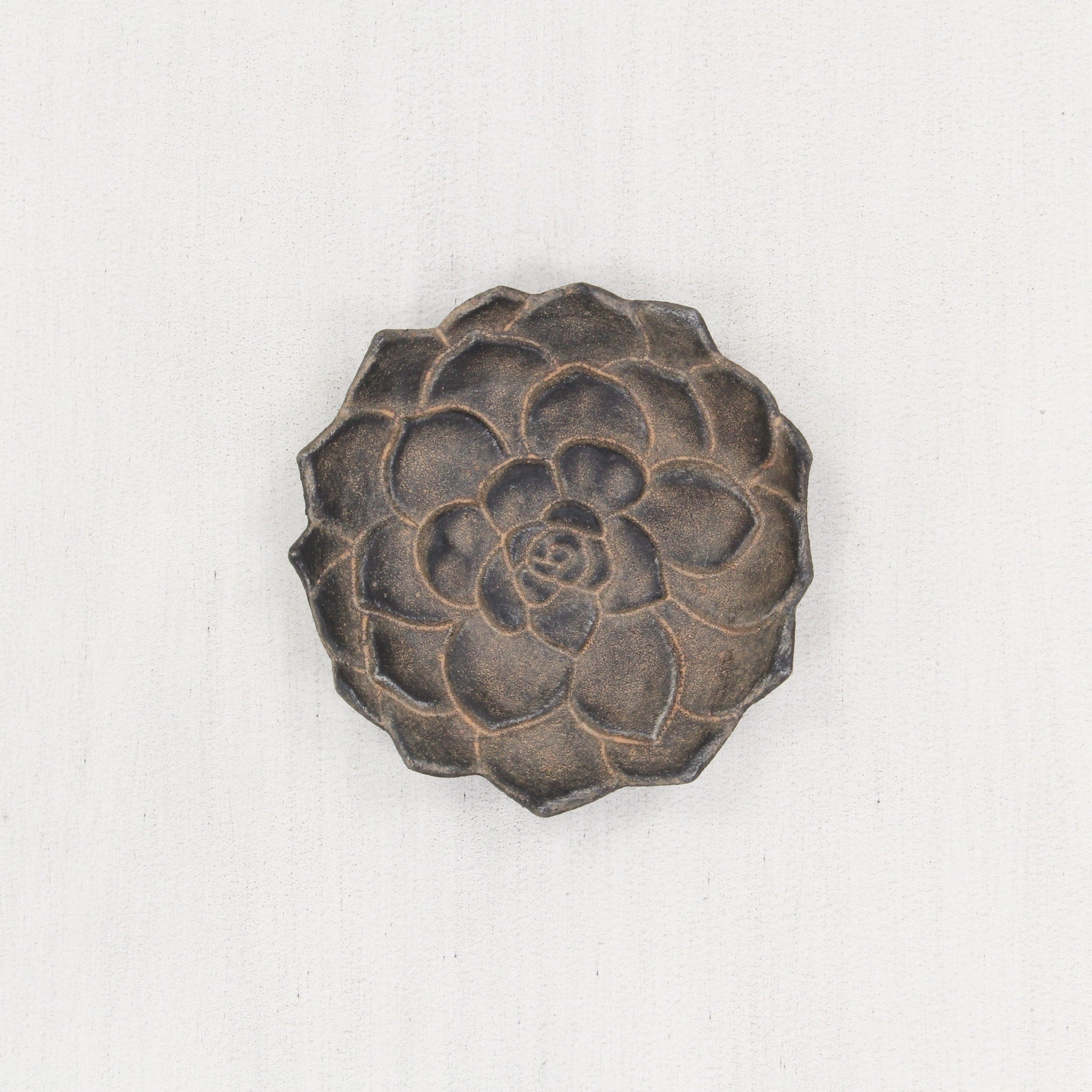 6" Black Lotus Flower Metal Handmade Tray