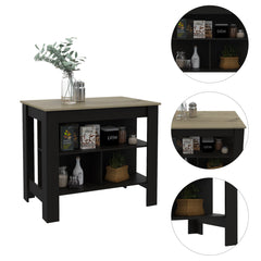 Modern Black Wengue and Light Oak Kitchen Island