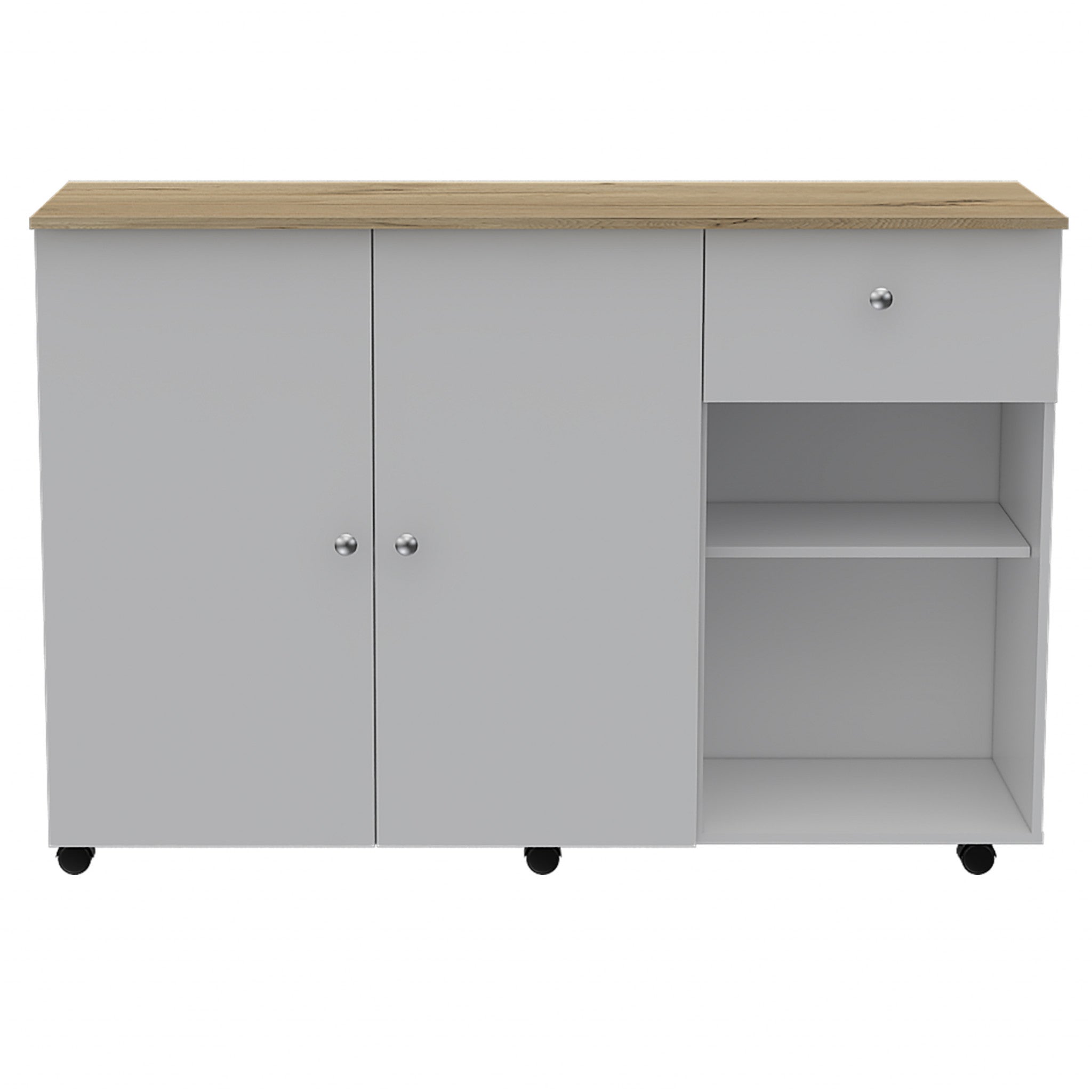 Sleek and Modern White Pine Kitchen Island Cart