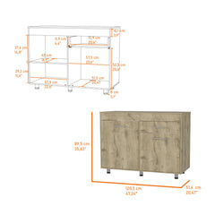 47" Brown Console Accent Cabinet With Three Shelves And One Drawer