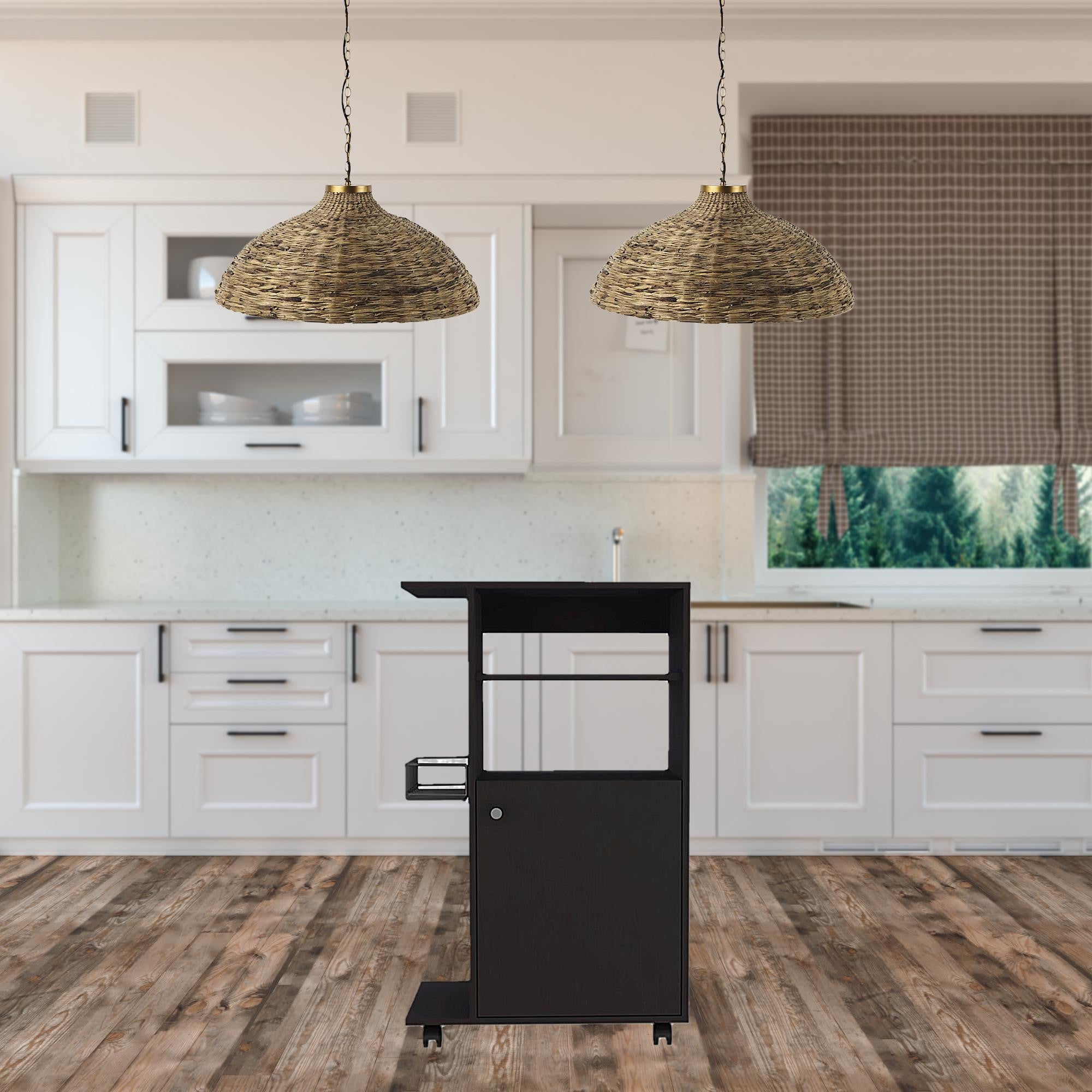 Contemporary Black Rolling Kitchen Cart