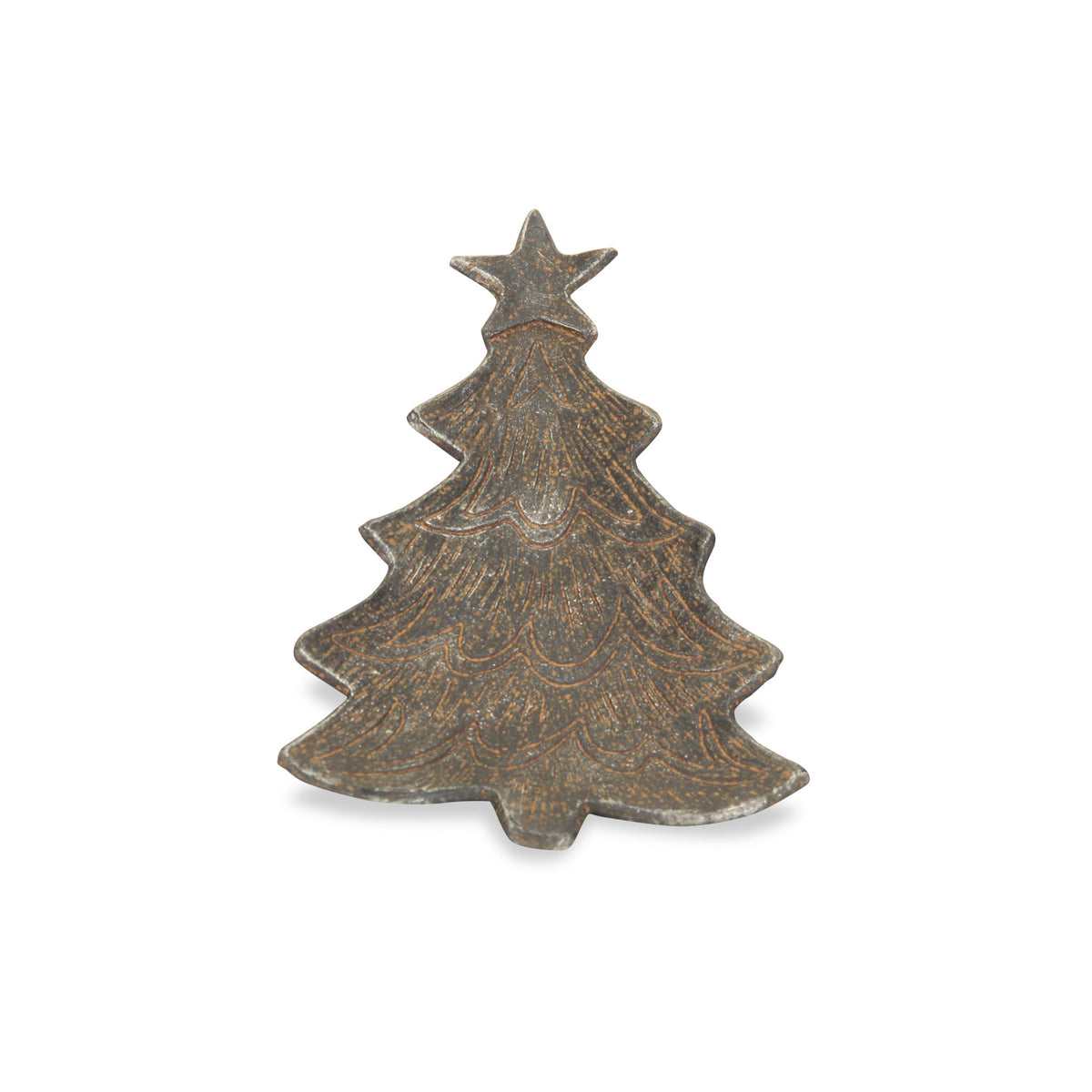 9" Gray Cast Iron Christmas Tree Handmade Tray