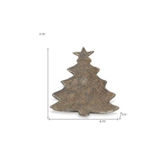 9" Gray Cast Iron Christmas Tree Handmade Tray