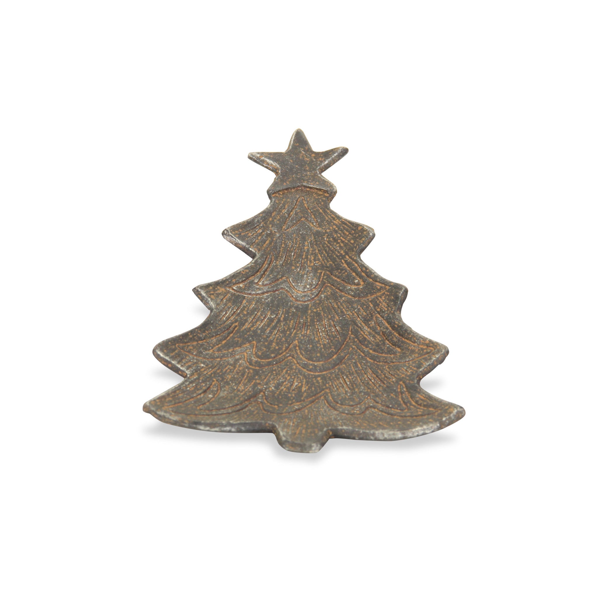 9" Gray Cast Iron Christmas Tree Handmade Tray