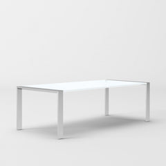 95" White And Chrome Rectangular Manufactured Wood And Stainless Steel Dining Table