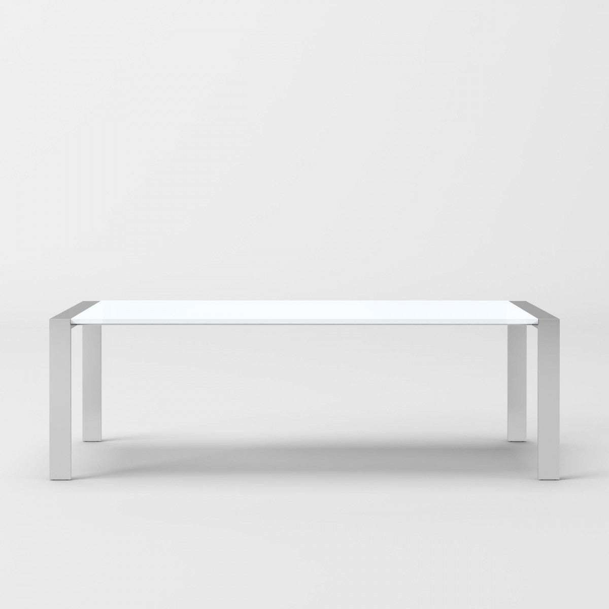 95" White And Chrome Rectangular Manufactured Wood And Stainless Steel Dining Table