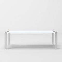 95" White And Chrome Rectangular Manufactured Wood And Stainless Steel Dining Table