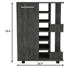 Gray Rolling Bar Cart With Wine Storage