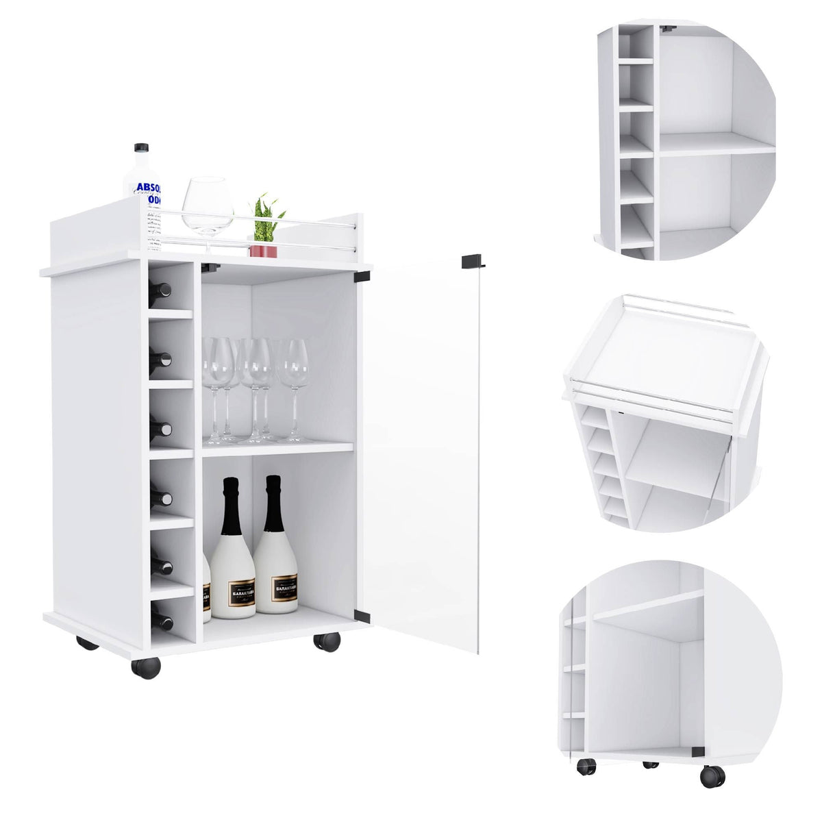 24" White Bar Cabinet With Multiple Shelves