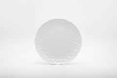 White Six Piece Round Pebbled Porcelain Service For Six Salad Plate Set