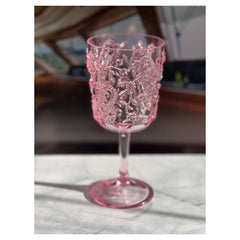 Set of Four Pink Paisley Acrylic Stemmed All Purpose Wine Glass