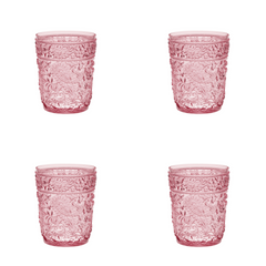 Set of Four Pink Paisley Acrylic Stemless Whiskey Glasses