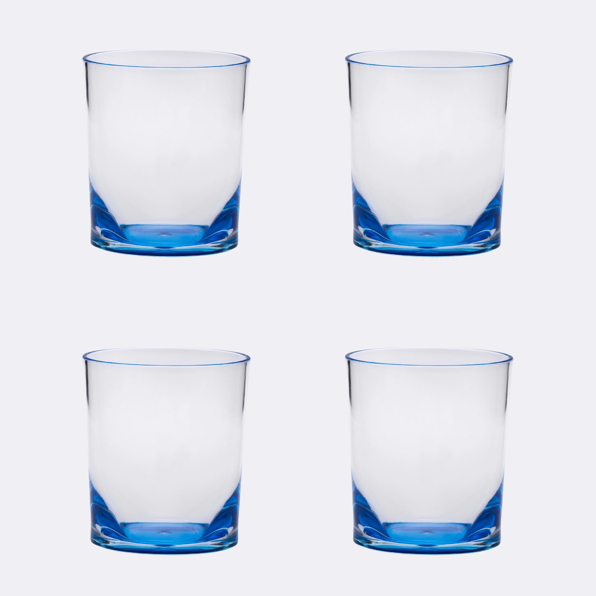 Set of Four Blue Acrylic Stemless Whiskey Glass