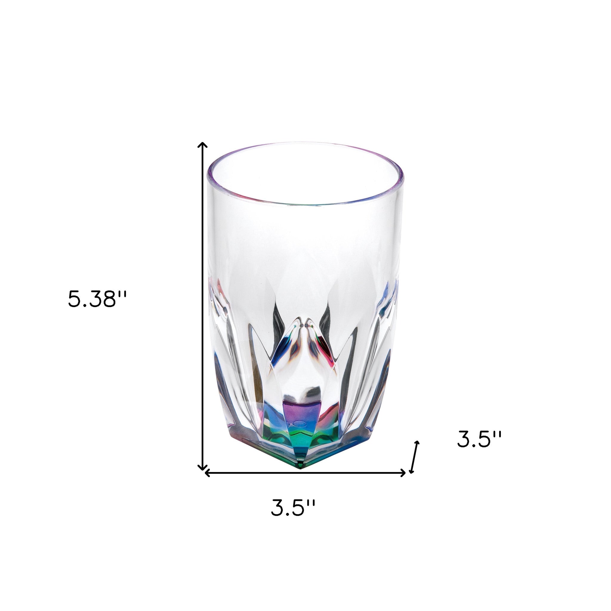 Set of Four Clear and Rainbow Geometric Acrylic Highball Glasses