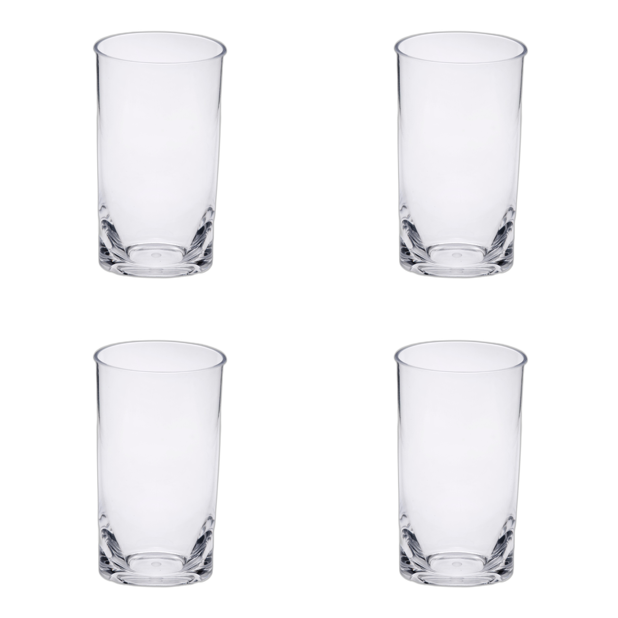 Set of Four Clear Tritan Plastic Highball Glasses