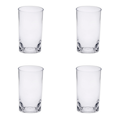 Set of Four Clear Tritan Plastic Highball Glasses