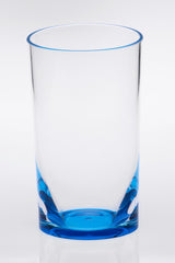 Set of Four Clear and Blue Acrylic Highball Glasses