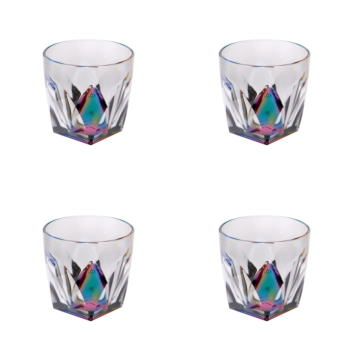 Set of Four Rainbow Geometric Acrylic Stemless Whiskey Glass