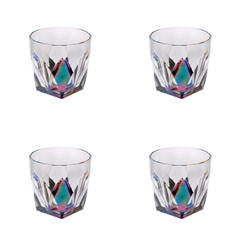 Set of Four Rainbow Geometric Acrylic Stemless Whiskey Glass