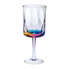 Set of Four Clear and Rainbow Geometric Acrylic Stemmed All Purpose Wine Glasses