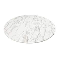 40" White Marble And Metal Dining Table