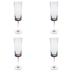 Set of Four Rainbow Geometric Acrylic Stemmed Flutes