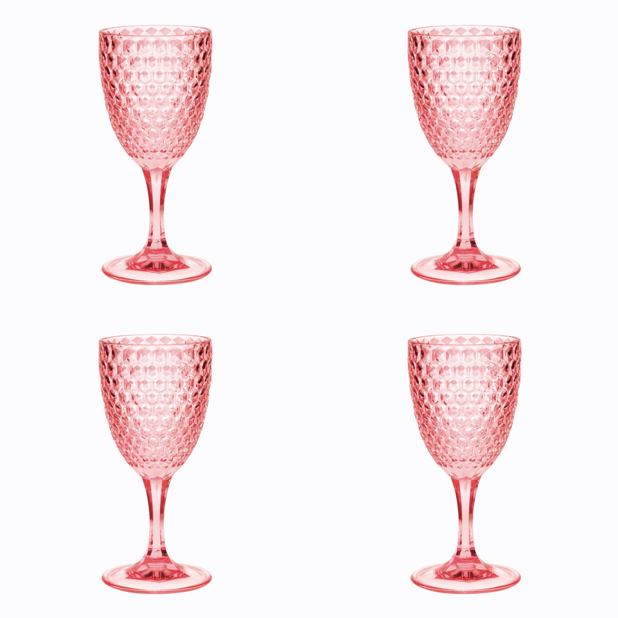 Set of Four Pink Diamond Acrylic Stemmed All Purpose Wine Glass