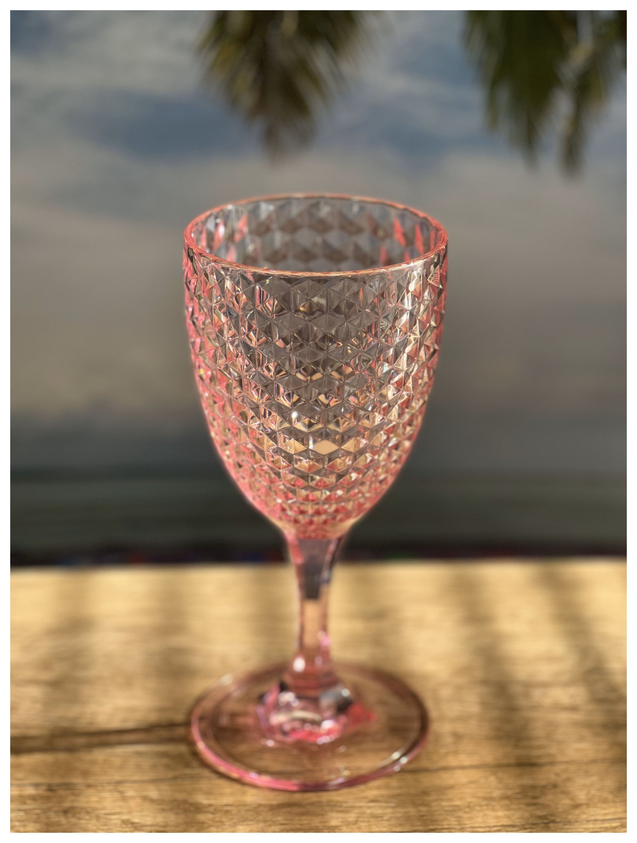 Set of Four Pink Diamond Acrylic Stemmed All Purpose Wine Glass