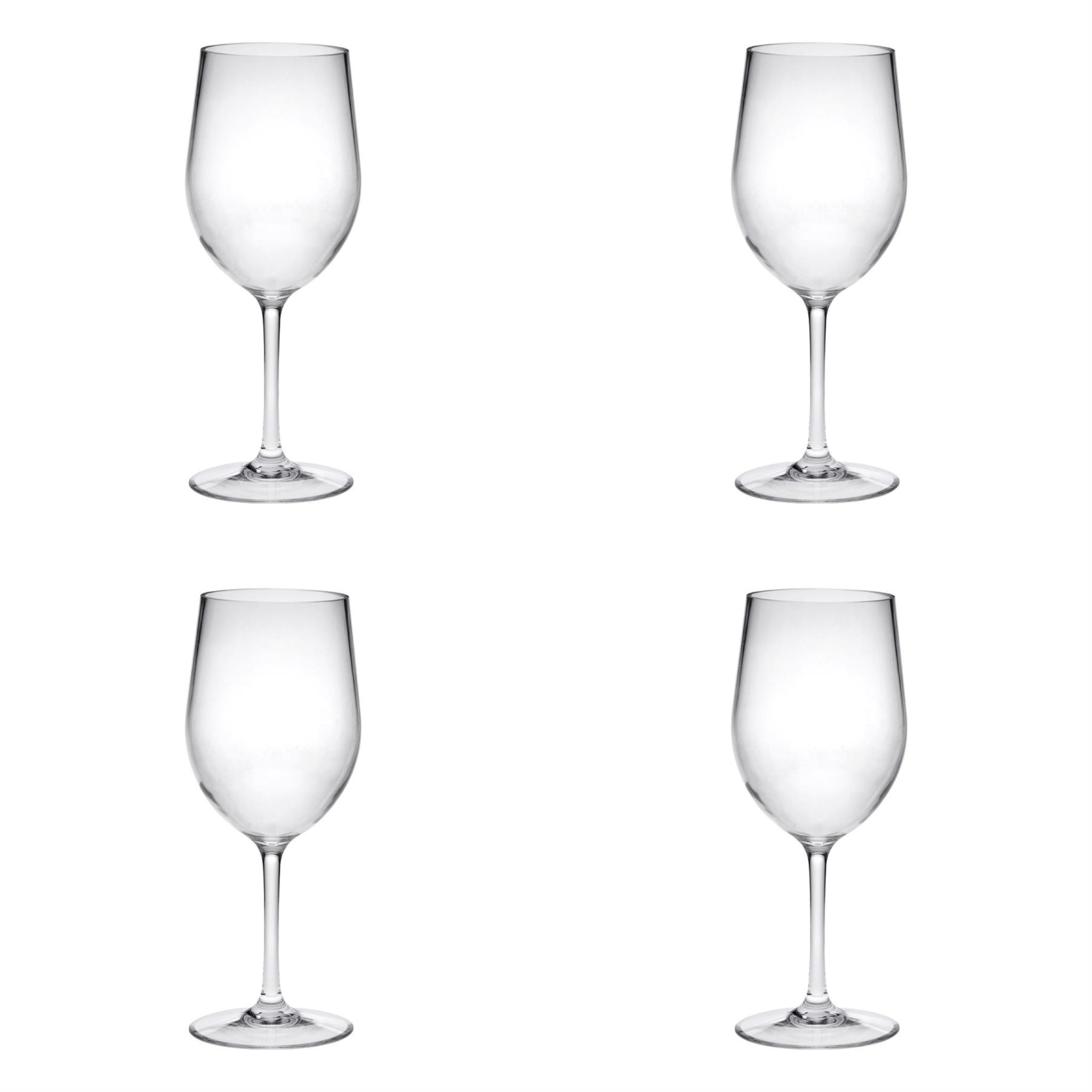 Set of Four Clear Tritan Plastic Stemmed All Purpose Wine Glass