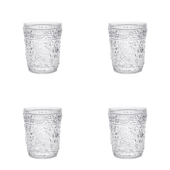 Set of Four Clear Paisley Acrylic Stemless Whiskey Glass