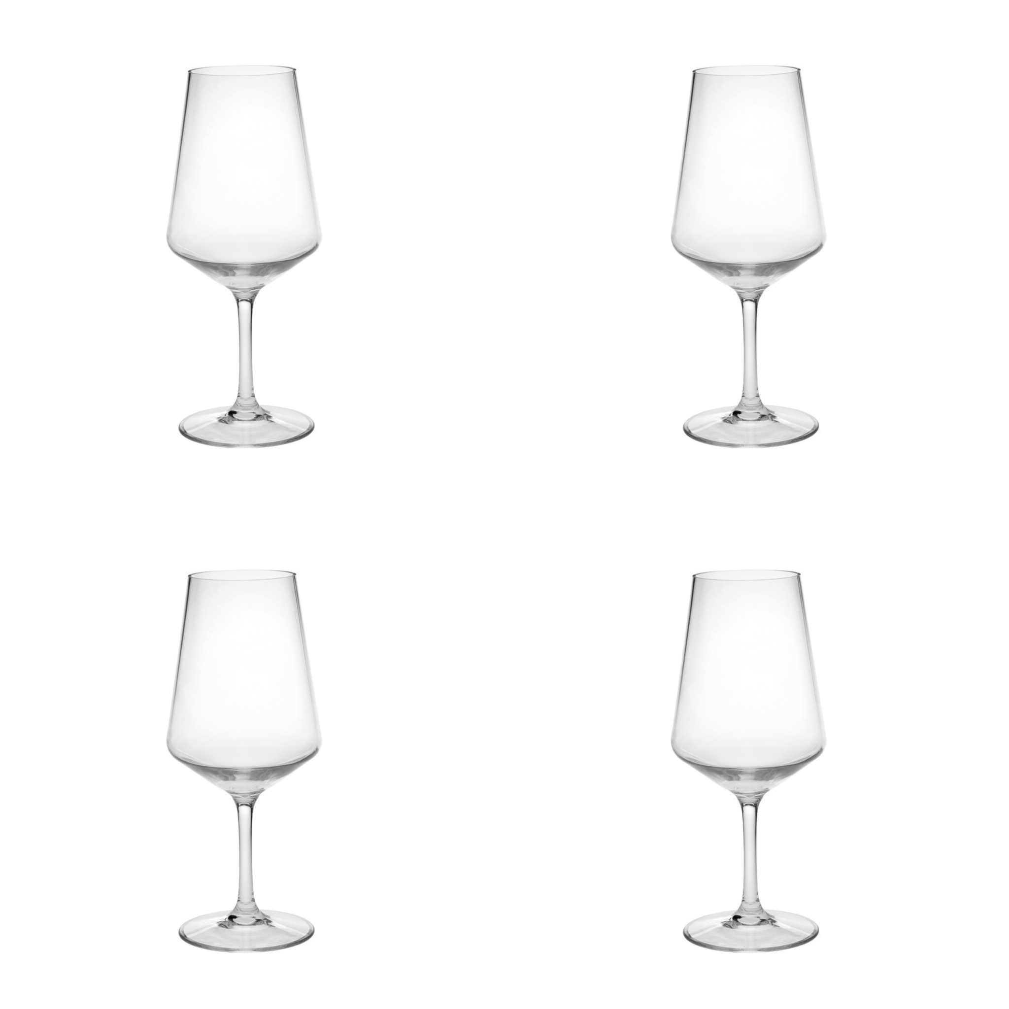 Set of Four Clear Tritan Plastic Stemmed All Purpose Wine Glass