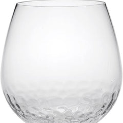 Set of Four Clear Dimpled Tritan Plastic Balloon or Round Bowl Stemmed All Purpose Wine Glasses