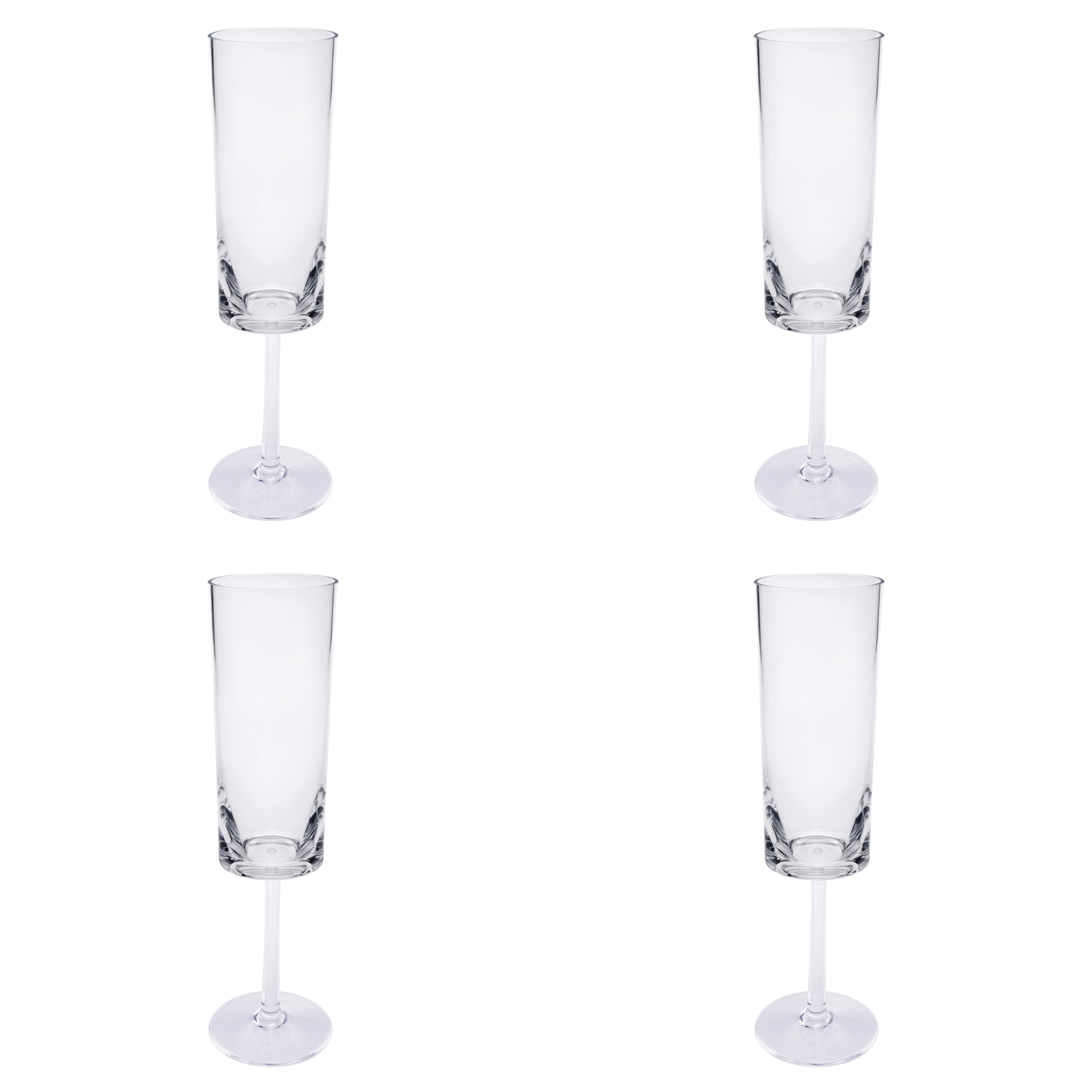 Set of Four Clear Tritan Plastic Stemmed Flutes