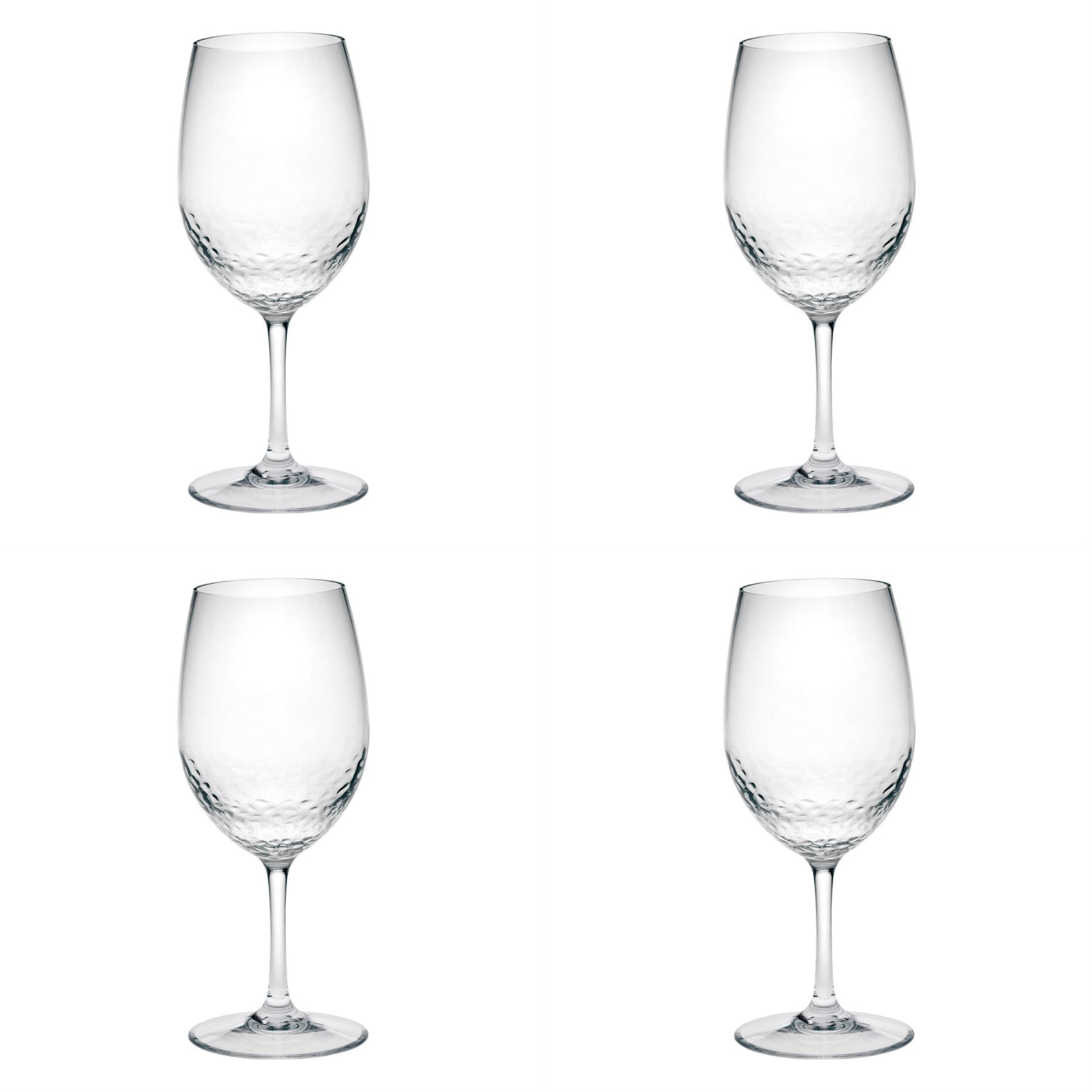 Set of Four Clear Tritan Plastic Stemmed All Purpose Wine Glass