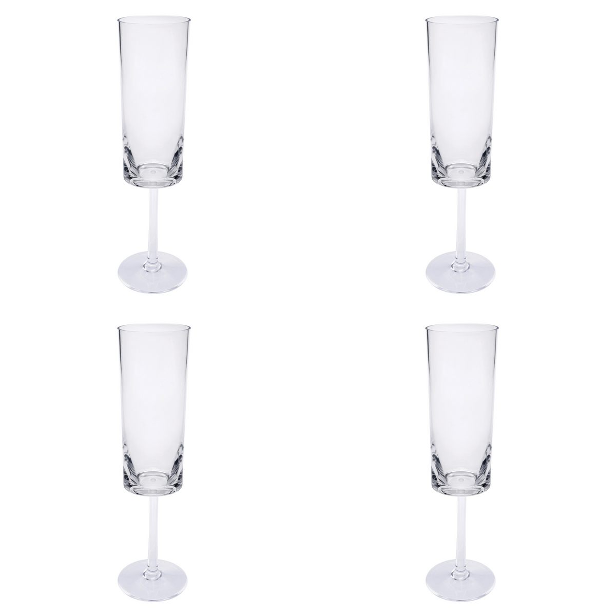 Set of Four Clear Acrylic Stemmed Flutes