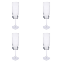 Set of Four Clear Acrylic Stemmed Flutes